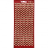 Sticker, Herzen, Blatt 10x23 cm, Gold, Rot mit Glitter, 1 Bl.