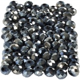 Glasschliffperlen, Größe 5x6 mm, Lochgröße 1 mm, Schwarz metallic, 100 Stk/ 1 Pck