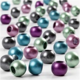 Pony-Perlen, D 10 mm, Lochgröße 4 mm, Metallic-Farben, 60 g, 125 ml/ 1 Pck