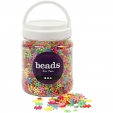 Kunststoffperlen-Mix Figuren, D 7-13,5 mm, Lochgröße 2 mm, Sortierte Farben, 270 g, 700 ml/ 1 Dose