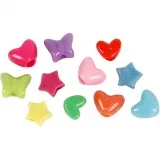 Kunststoffperlen-Mix Figuren, D 10 mm, Lochgröße 3,5, 65 g, 125 ml/ 1 Pck