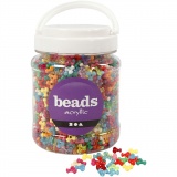 Kunststoffperlen-Mix, D 10 mm, Lochgröße 2 mm, Sortierte Farben, 385 g, 700 ml/ 1 Dose