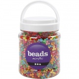 Kunststoffperlen-Mix, D 10 mm, Lochgröße 2 mm, Sortierte Farben, 385 g, 700 ml/ 1 Dose
