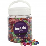 Würfel-Perlen, Größe 7x7 mm, Lochgröße 1,5 mm, Sortierte Farben, 510 g, 700 ml/ 1 Dose