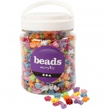 Kunststoffperlen-Mix Figuren, D 10 mm, Lochgröße 3 mm, Sortierte Farben, 380 g, 700 ml/ 1 Dose