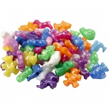 Kunststoffperlen-Mix Figuren, Größe 25 mm, Lochgröße 4 mm, Perlmuttfarben, 700 ml/ 1 Dose