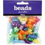 Kunststoffperlen-Mix Figuren, Größe 25 mm, Lochgröße 4 mm, 125 ml/ 1 Pck