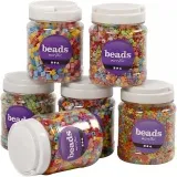 Perlen-Mix, Größe 7-10 mm, Lochgröße 2-4 mm, ca. 2400 g, Sortierte Farben, 6x700 ml/ 1 Pck