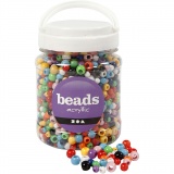 Pony-Perlen, D 6-10 mm, Lochgröße 3-5 mm, Sortierte Farben, 430 g, 700 ml/ 1 Dose