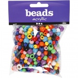 Pony-Perlen, Größe 6-10 mm, Lochgröße 3-5 mm, 85 g, 150 ml/ 1 Pck