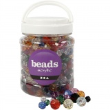 Facettenperlen, Größe 10-12-16 mm, Lochgröße 1-2,5 mm, Sortierte Farben, 500 g, 700 ml/ 1 Dose