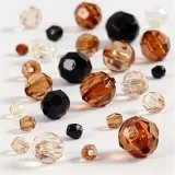 Facettenperlen, Größe 4-12 mm, Lochgröße 1-2,5 mm, ca. 170 Stk, Golden, 50 g/ 1 Pck