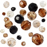 Facettenperlen, Größe 4-12 mm, Lochgröße 1-2,5 mm, Golden, 50 g/ 1 Pck