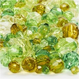 Facettenperlen, Größe 4-12 mm, Lochgröße 1-2,5 mm, Grün mit Glitter, 250 g/ 1 Pck