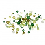 Facettenperlen, Größe 4-12 mm, Lochgröße 1-2,5 mm, Grün mit Glitter, 45 g/ 1 Pck