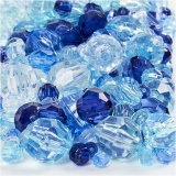 Facettenperlen-Mix, Größe 4-12 mm, Lochgröße 1-2,5 mm, Harmonie in Blau, 250 g/ 1 Pck