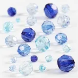 Facettenperlen, Größe 4-12 mm, Lochgröße 1-2,5 mm, ca. 170 Stk, Harmonie in Blau, 45 g/ 1 Pck