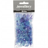 Facettenperlen, Größe 4-12 mm, Lochgröße 1-2,5 mm, Harmonie in Blau, 45 g/ 1 Pck