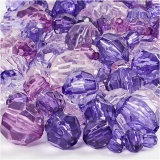 Facettenperlen, Größe 4-12 mm, Lochgröße 1-2,5 mm, Flieder, 250 g/ 1 Pck