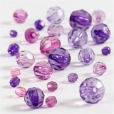 Facettenperlen, Größe 4-12 mm, Lochgröße 1-2,5 mm, Flieder, 45 g/ 1 Pck