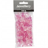 Facettenperlen, Größe 4-12 mm, Lochgröße 1-2,5 mm, Pink, 45 g/ 1 Pck