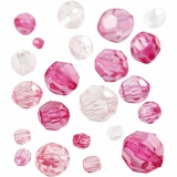 Facettenperlen-Mix, Größe 4-12 mm, Lochgröße 1-2,5 mm, Pink, 45 g/ 1 Pck