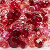 Facettenperlen, Größe 4-12 mm, Lochgröße 1-2,5 mm, Rottöne, 250 g/ 1 Pck