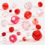 Facettenperlen, Größe 4-12 mm, Lochgröße 1-2,5 mm, ca. 170 Stk, Rottöne, 45 g/ 1 Pck