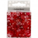 Facettenperlen, Größe 4-12 mm, Lochgröße 1-2,5 mm, Rottöne, 45 g/ 1 Pck