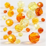 Facettenperlen, Größe 4-12 mm, Lochgröße 1-2,5 mm, Gelb, 45 g/ 1 Pck