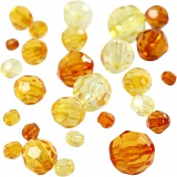 Facettenperlen, Größe 4-12 mm, Lochgröße 1-2,5 mm, Gelb, 45 g/ 1 Pck