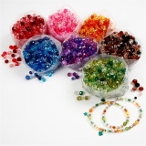 Facettenperlen, D 4-12 mm, Lochgröße 1-2,5 mm, Sortierte Farben, 7x250 g/ 1 Pck