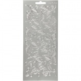 Sticker, Blätter, Blatt 10x23 cm, Silber, 1 Bl.