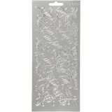 Sticker, Blätter, Blatt 10x23 cm, Silber, 1 Bl.