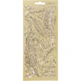 Sticker, Federn, Blatt 10x23 cm, Gold, 1 Bl.