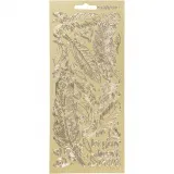 Sticker, Federn, Blatt 10x23 cm, Gold, 1 Bl.