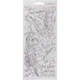 Sticker, Federn, Blatt 10x23 cm, Silber, 1 Bl.
