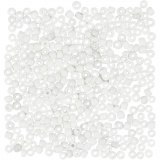 Rocailleperlen, D 3 mm, Größe 8/0 , Lochgröße 0,6-1,0 mm, Weiß, 25 g/ 1 Pck