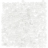 Rocailleperlen, D 3 mm, Größe 8/0, Lochgröße 0,6-1,0 mm, Weiß, 25 g/ 1 Pck