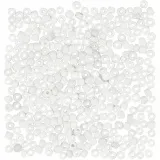 Rocailles-Perlen, D 3 mm, Größe 8/0, Lochgröße 0,6-1,0 mm, Weiß, 25 g/ 1 Pck