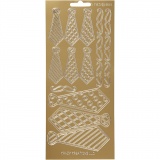 Sticker, Krawatten, 10x23 cm, Gold, 1 Bl.