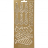 Sticker, Krawatten, Blatt 10x23 cm, Gold, 1 Bl.