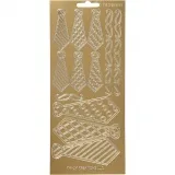 Sticker, Krawatten, Blatt 10x23 cm, Gold, 1 Bl.