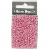 Rocailleperlen, D 3 mm, Größe 8/0, Lochgröße 0,6-1,0 mm, Kristall mit farbein, 25 g/ 1 Pck