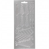 Sticker, Krawatten, Blatt 10x23 cm, Silber, 1 Bl.