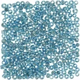 Rocailles-Perlen, D 3 mm, Größe 8/0, Lochgröße 0,6-1,0 mm, Türkis transparent, 25 g/ 1 Pck