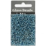 Rocailleperlen, D 3 mm, Größe 8/0, Lochgröße 0,6-1,0 mm, Türkis transparent, 25 g/ 1 Pck
