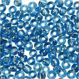 Rocailleperlen, D 3 mm, Größe 8/0 , Lochgröße 0,6-1,0 mm, Türkis transparent, 25 g/ 1 Pck