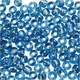 Rocailleperlen, D 3 mm, Größe 8/0, Lochgröße 0,6-1,0 mm, Türkis transparent, 25 g/ 1 Pck