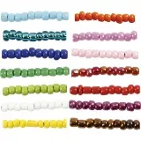 Rocailles-Perlen, D 3 mm, Größe 8/0, Lochgröße 0,6-1,0 mm, Sortierte Farben, 14x25 g/ 1 Pck